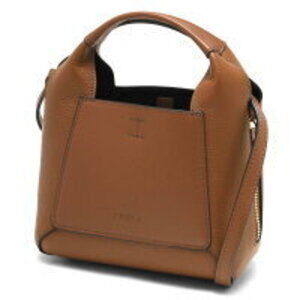 Furla Gilda Tote Cognac Brown Black Shoulder Bag